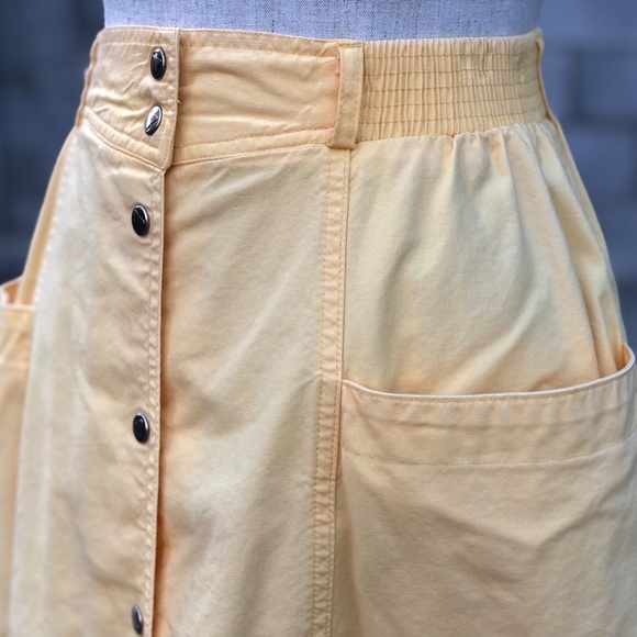 Yellow Vintage Liz Claiborne Skirt Snaps Pockets - Picture 3 of 7